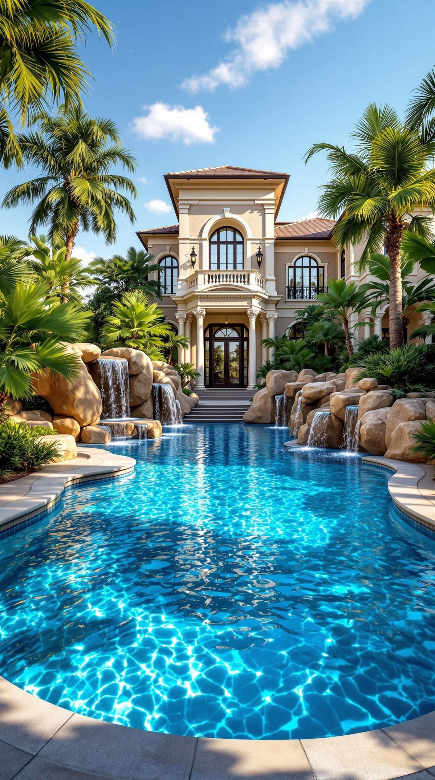 Backyard Mansions With Extravagant Pools