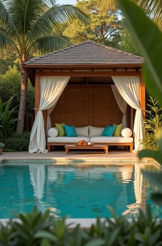 Crafting a Cozy Cabana Corner Next to Your Pool