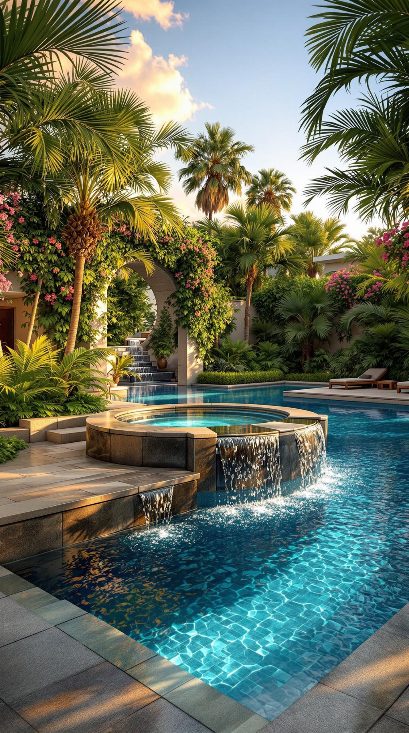 Lush Spa-like Retreats with Elevated Pool Features