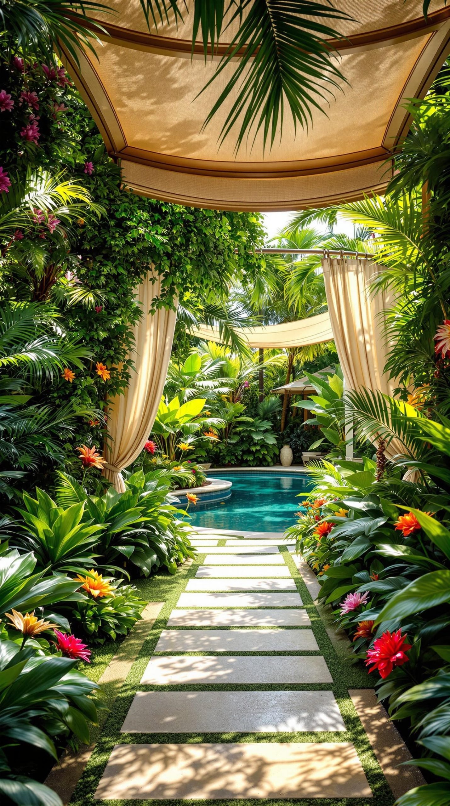 Pool Area Gardens that Create a Serene Escape