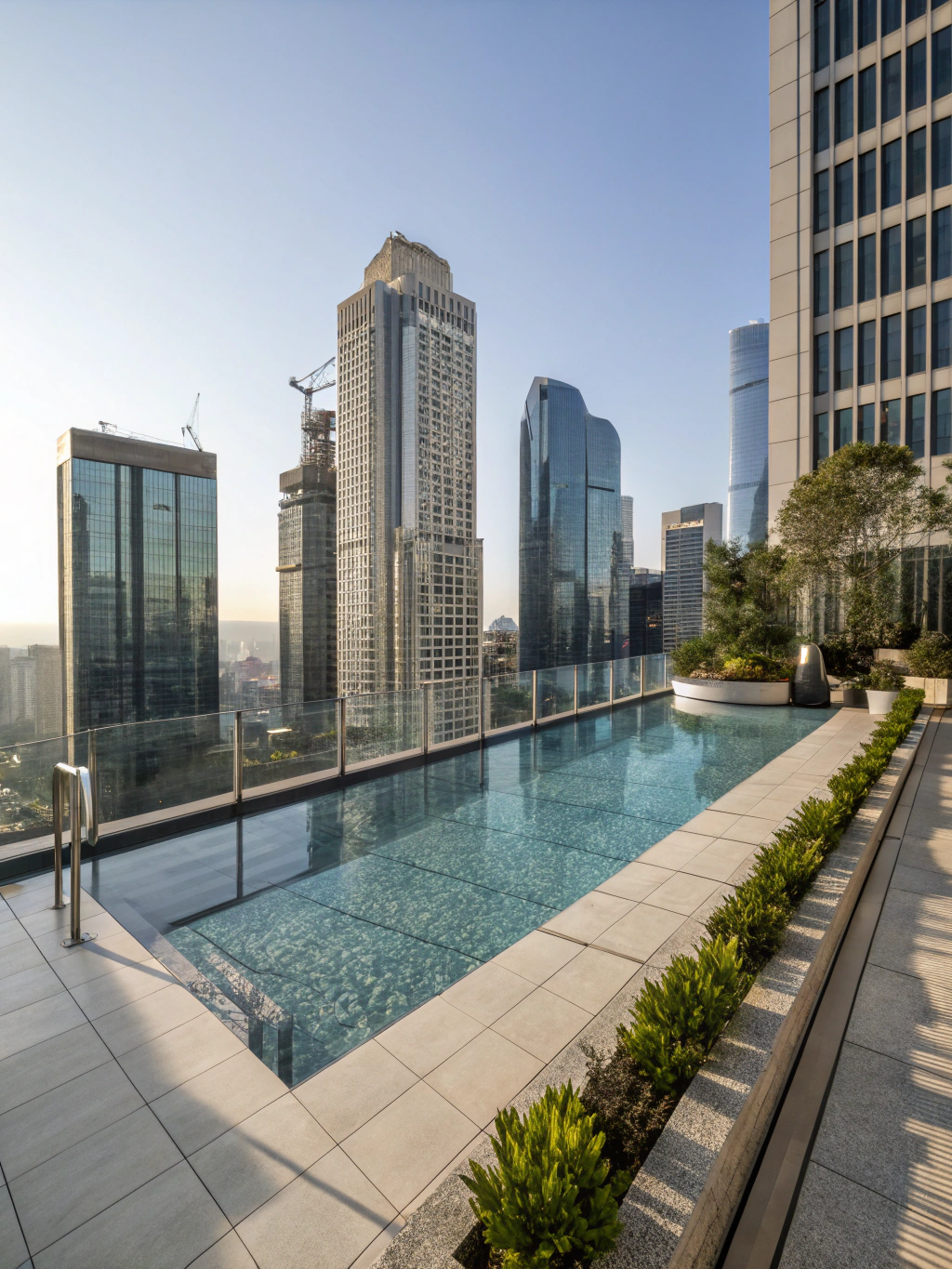 Penthouse Pools Surrounded by Cityscapes