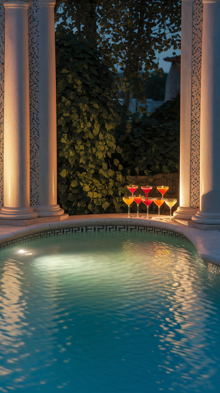 Romantic Ambiance with Roman Style Pool Characteristics