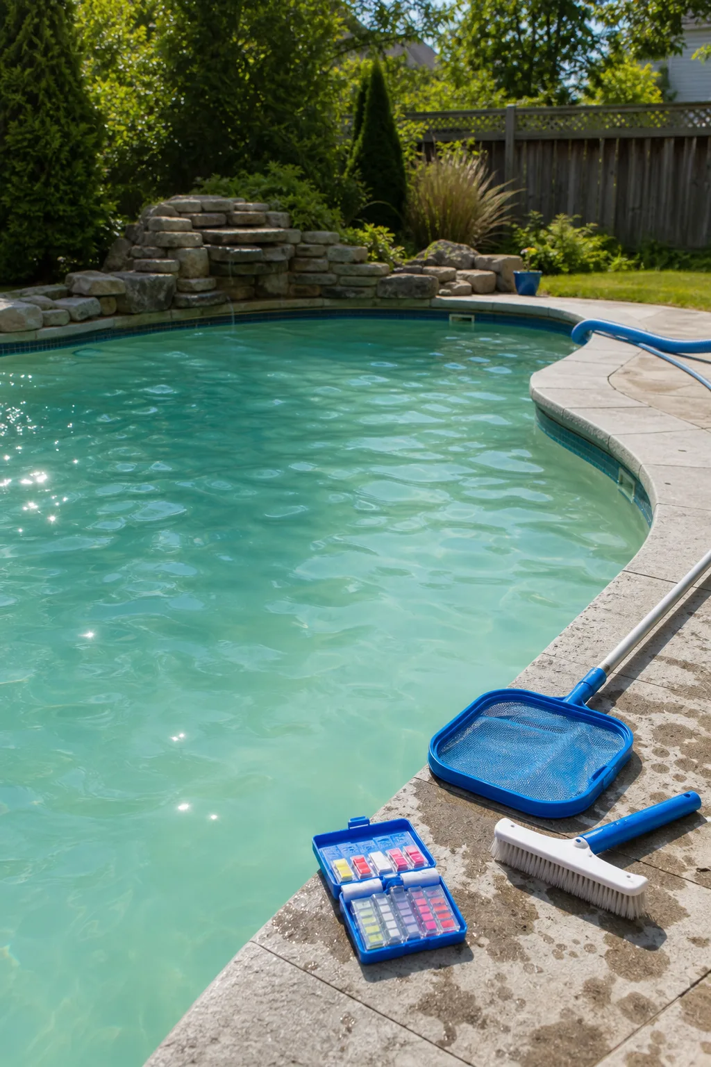 Green pool turning cloudy blue during chlorine and filtration cleanup