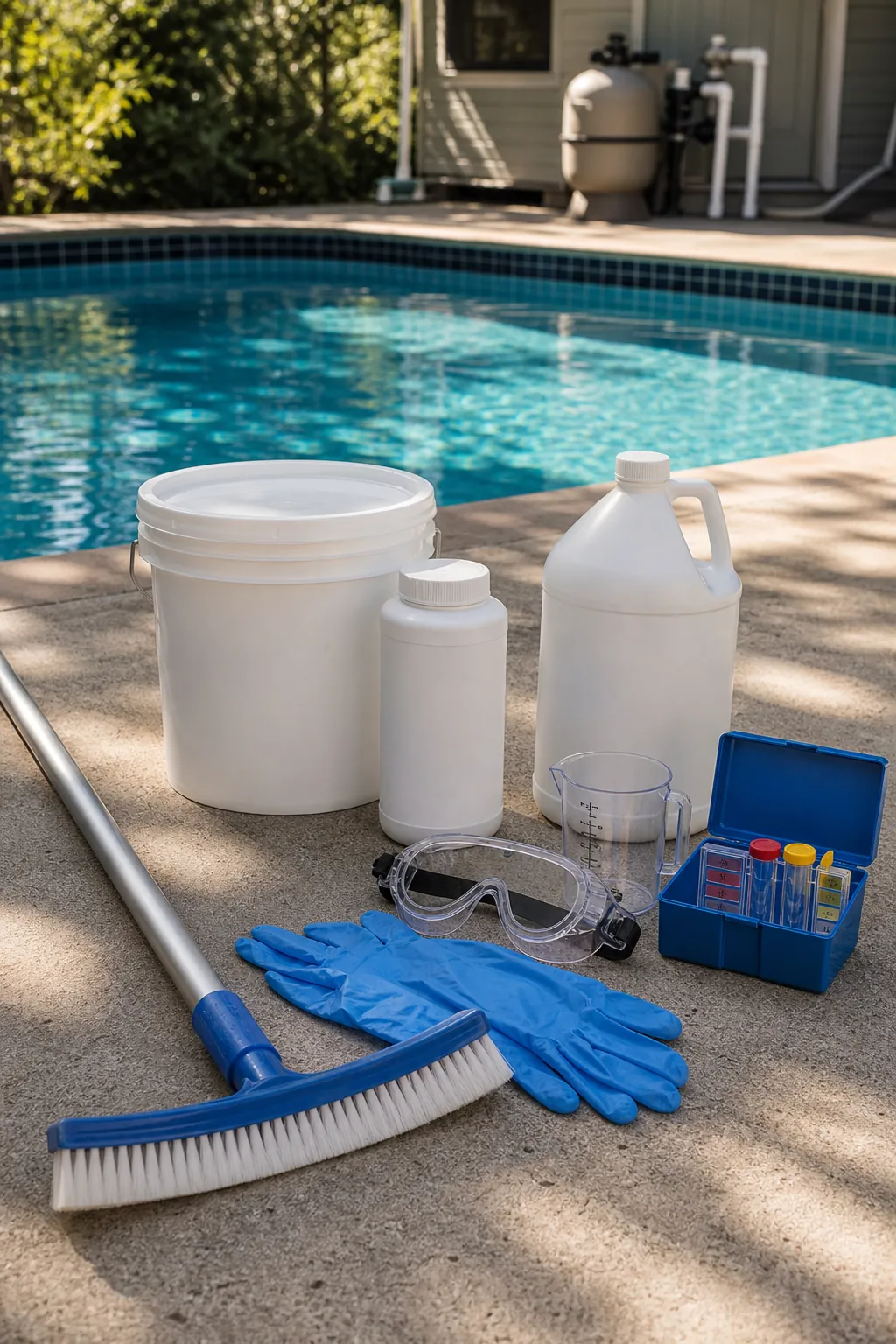 Pool maintenance supplies for safe disinfection after animal waste in water